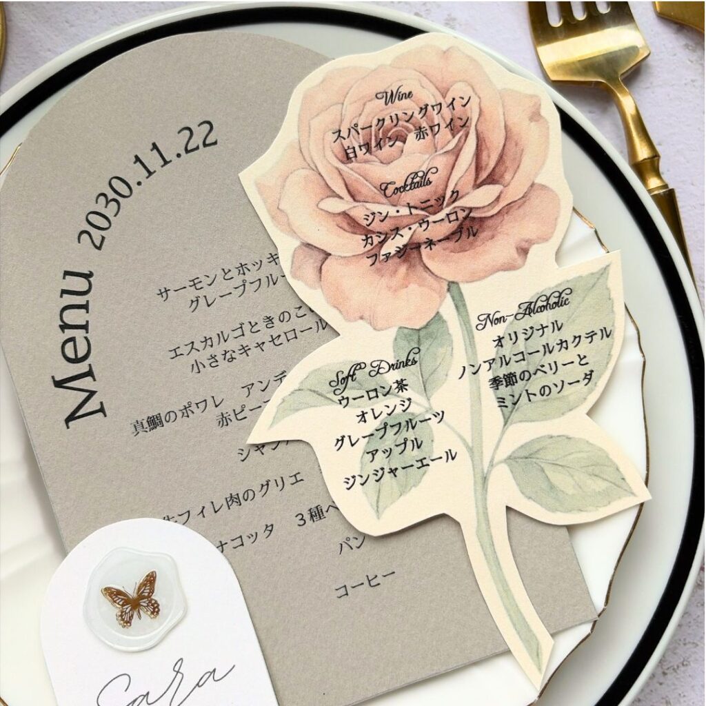 お花の形メニュー表手作りメニュー無料テンプレートと作り方 バラ